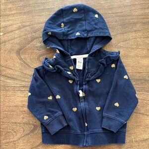 Carter's Navy Hoodie with Gold Heart Accents